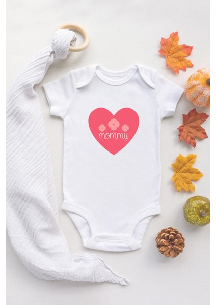 Özel Tasarım I Love Mommy Seni Seviyorum Anne Bebek Body Beyaz Bebek Badi Zıbın
