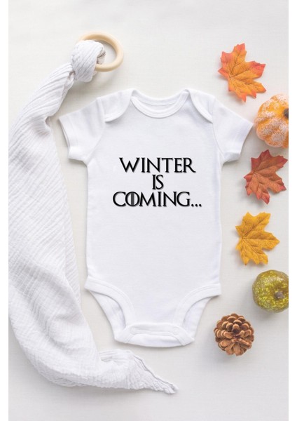 Özel Tasarım Winter Is Coming Game Of Thrones Bebek Body Beyaz Bebek Badi Zıbın