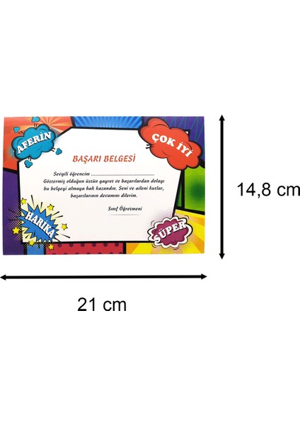 Renkli Yazılı Bristol Kağıt A5 Boyutunda Öğrenciler Için Başarı Belgesi 1 Paket 20LI