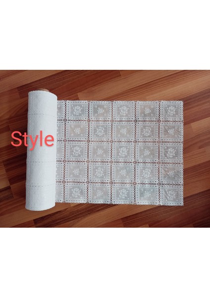 Pvc Dantel Kaymaz Raf Dolap ve Çekmece Örtüsü /ölçü:50 Cmx 5 mt Beyaz - Kare Çiçek 0