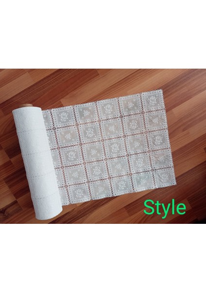 Pvc Dantel Kaymaz Raf Dolap ve Çekmece Örtüsü /ölçü:50 Cmx 5 mt Beyaz - Kare Çiçek 0