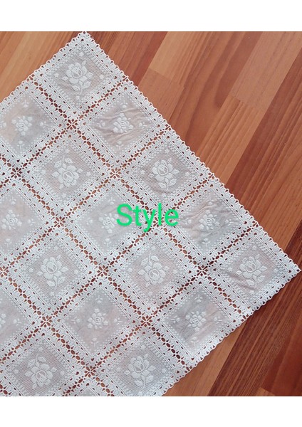Pvc Dantel Kaymaz Raf Dolap ve Çekmece Örtüsü /ölçü:50 Cmx 5 mt Beyaz - Kare Çiçek 0