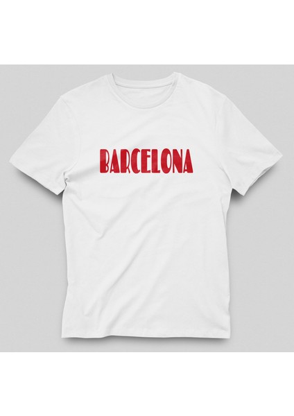 Kadın Beyaz Barcelona Symbol Basıc T-Shırt