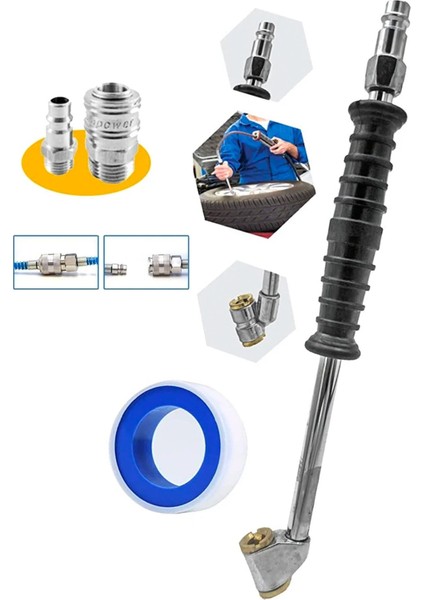 Yüksek Kalite Büyük Boy havalı Gres Yağ tabancası 500CC 220PSI SAATLI Lastik Şişirme Ful Takım