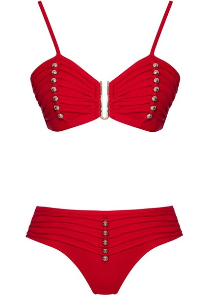 Boncuklu Straplez Bikini Takım