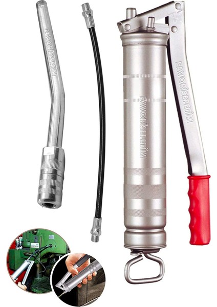 Pro 500CC Büyük Boy Manuel Gres Yağ tabancası Aksesularlı 220PSI SAATLI Lastik Şişirme Ful Takım modelleri