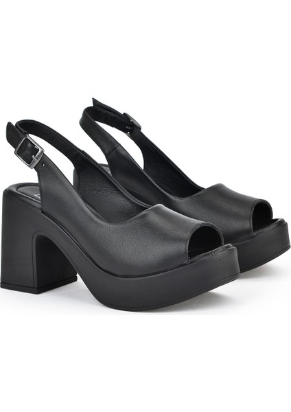 Kadın Deri Topuklu Sandalet 131992 28003 Siyah fiyatları