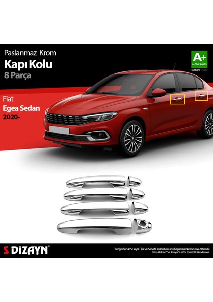 Fiat Egea SD Krom Kapı Kolu 8 Prç. 2020 Üzeri indirimleri