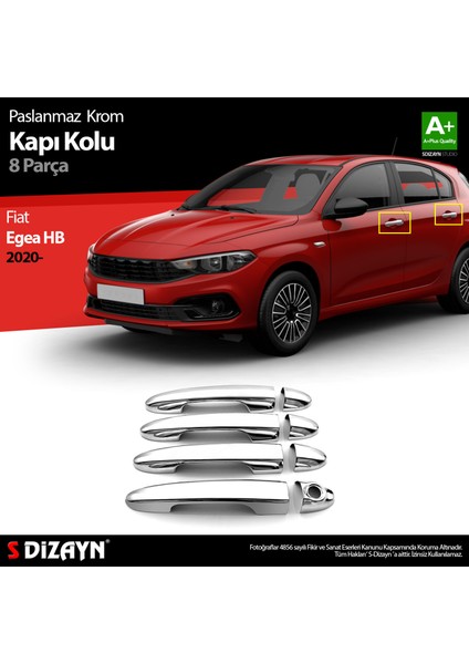 Fiat Egea HB Krom Kapı Kolu 8 Prç. 2020 Üzeri indirimleri