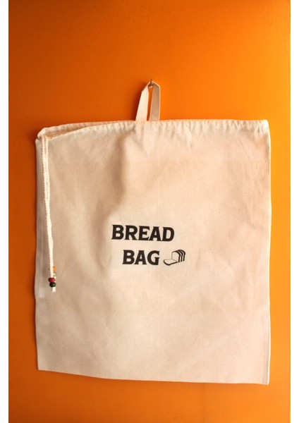 Büyük Boy Bread Bag Askılı Keten Ekmek Torbası 50X40CM