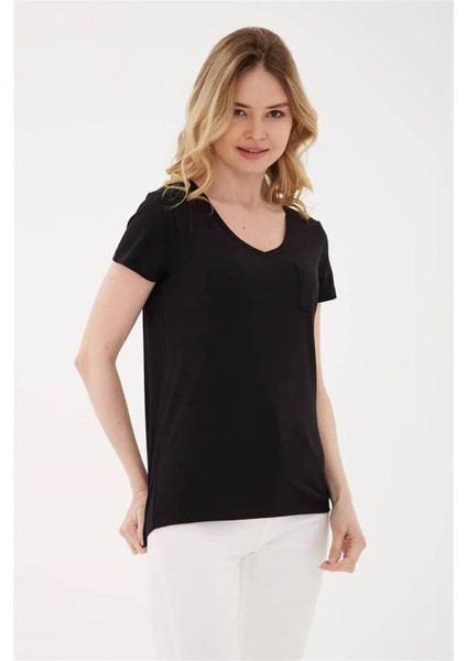 23Y0147K1 Fashion Friends Kadın T-Shirt Siyah indirimleri