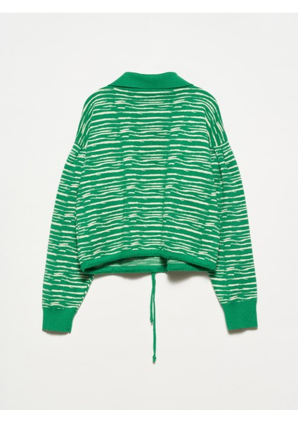 10318 Polo Yaka Düğmeli Kazak-Yeşil-N. fiyatları