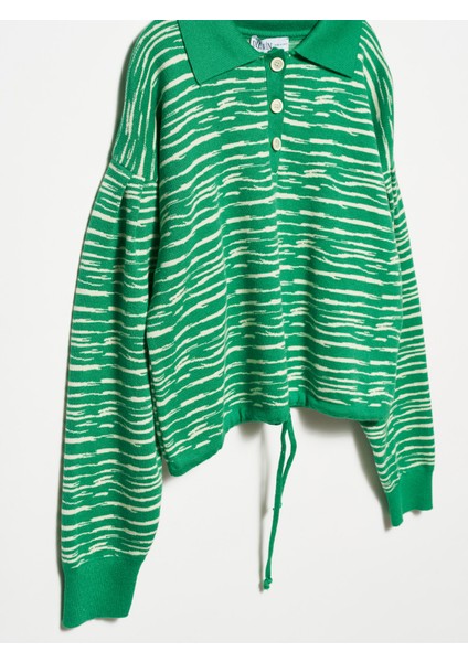 10318 Polo Yaka Düğmeli Kazak-Yeşil-N. modelleri