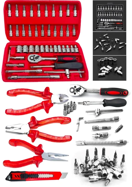 50 Parça Mini Lokma Takımı Otomatik Cırcırlı 1/4" Wrench Set Yüksek Kalite Kombinasyon Alet Seti