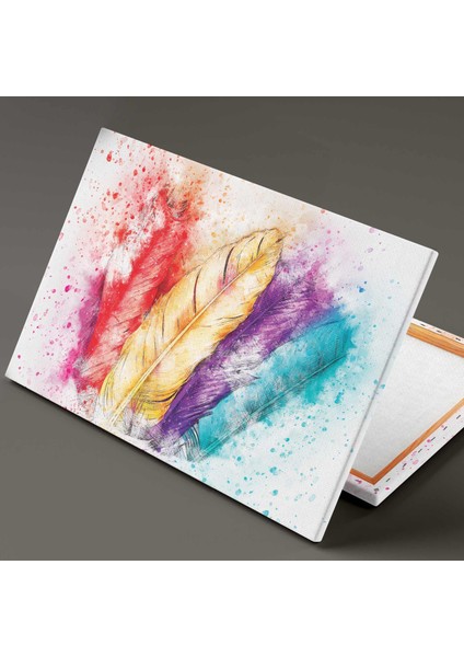 Sulu Boya Efektli Kuş Tüyleri Hayvan Dekor Kanvas Tablo fiyatları