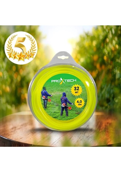 Hızlı Kesim 6 Köşeli Altıgen misina 4,0 x 32 Metre + Universal Tırpan Başlığı Örümcek
