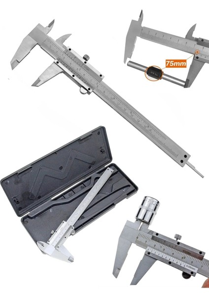 Paslanmaz Metal Gövdeli Mekanik Kumpas 0-150 mm