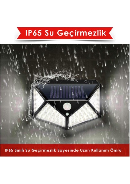 2 Adet 100 Ledli Solar Beyaz Işık Güneş Enerjili Bahçe Lambası Hareket Sensörlü