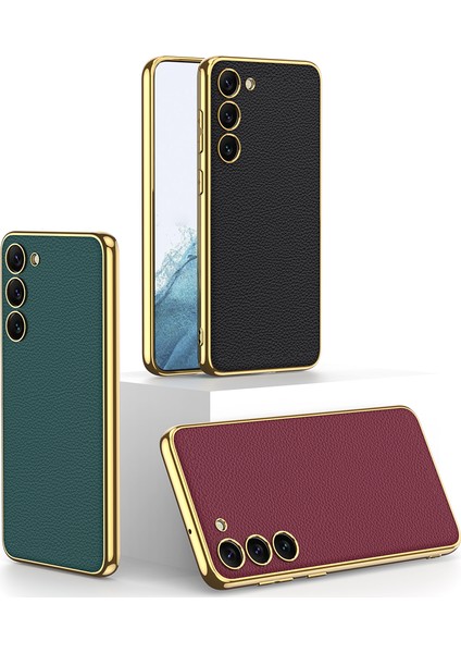 Galaxy S23 Plus Kılıf Deri Görünümlü Kenarları Elektroplating Kaplama Zore Fizyon Kapak fiyatları
