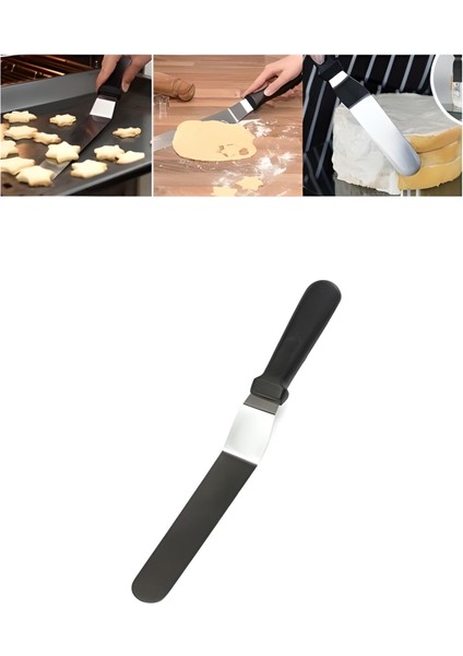Eğik Oval Uçlu Pasta Sıvama Spatulası 20 cm