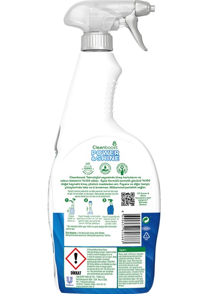 Power Shine Cleanboost Sprey Temizleyici Banyo İçin Temizleyici ve Kireç Çözücü 750 ML