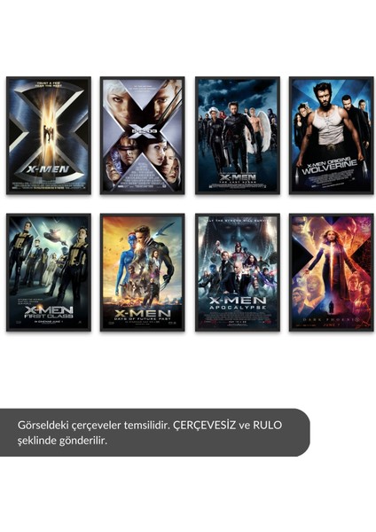 8li Set X Men Posterleri Kanvas & 8li Set X-Men Afişleri Posterleri & X Men Afişleri MLKNKM1