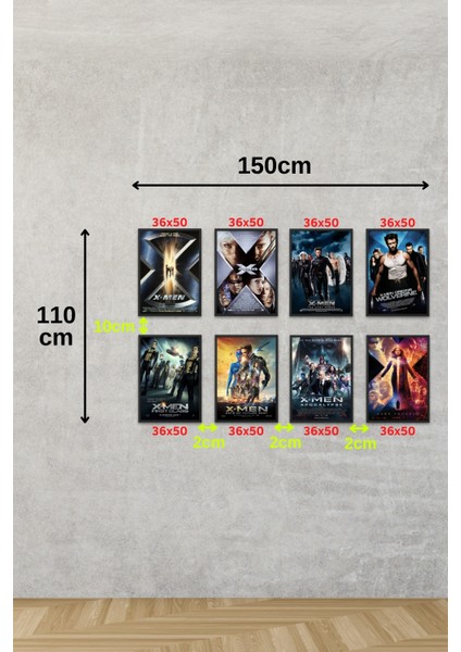 8li Set X Men Posterleri Kanvas & 8li Set X-Men Afişleri Posterleri & X Men Afişleri MLKNKM1