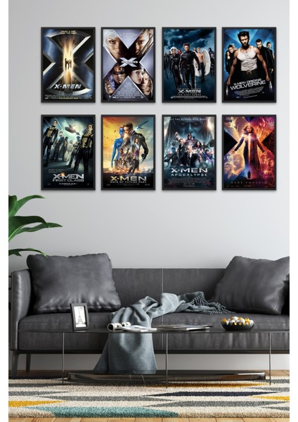 8li Set X Men Posterleri Kanvas & 8li Set X-Men Afişleri Posterleri & X Men Afişleri MLKNKM1