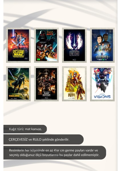 8li Set Star Wars Posterleri & Kanvas Setli Star Wars Afişleri Posterleri SWKNKM1