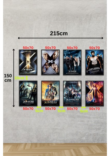 8li Set X Men Posterleri Kanvas & 8li Set X-Men Afişleri Posterleri & X Men Afişleri MLKNKM1