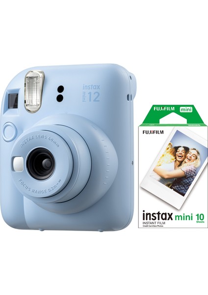 Instax Mini 12 Mavi Fotoğraf Makinesi ve 10'lu Mini Film