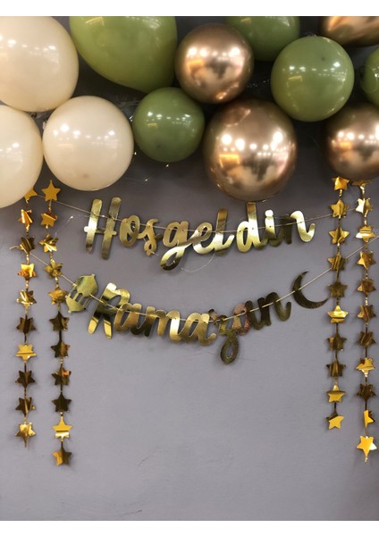 Hoşgeldin Ramazan Yazı, 3mt Led, Zincir Balon Seti,13 Adet Balon,11 Ayın Sultanı Oda Süsleme