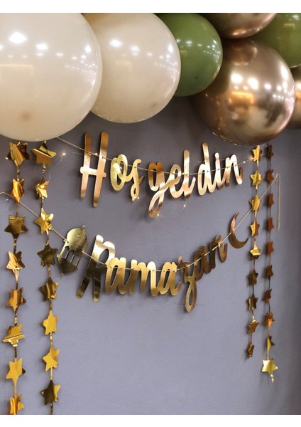 Hoşgeldin Ramazan Yazı, 3mt Led, Zincir Balon Seti,13 Adet Balon,11 Ayın Sultanı Oda Süsleme modelleri