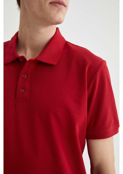 Regular Fit Polo Yaka Basic Kısa Kollu Pamuklu Penye Tişört M7676AZ21SP