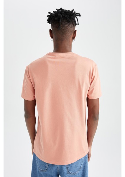 Regular Fit Bisiklet Yaka Baskılı Pamuklu Penye Tişört X4382AZ22SM