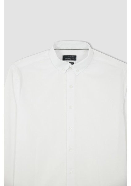 Modern Fit Dokulu Uzun Kollu Gömlek R4352AZ22AU