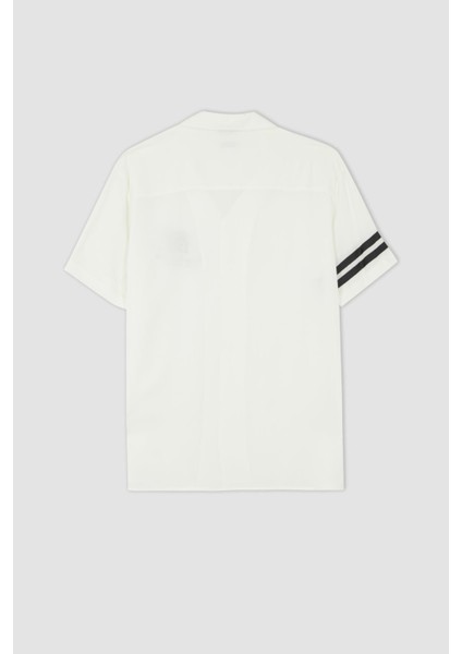 Regular Fit Apaş Yaka Viskon Kısa Kollu Gömlek Y5781AZ22HS