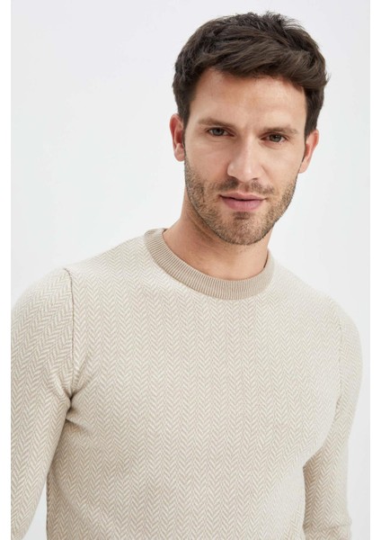 Slim Fit Bisiklet Yaka Triko Kazak X5159AZ22WN