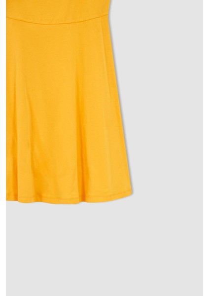 Fitted V Yaka Askılı Mini Yazlık %100 Pamuk Elbise W7171AZ22HS