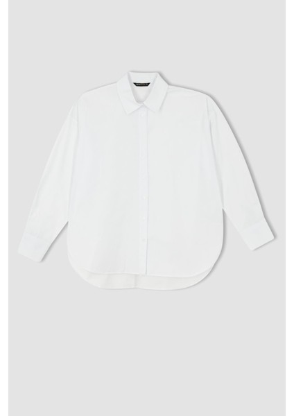 Oversize Fit Pamuklu Uzun Kollu Poplin Gömlek T8735AZ22SM