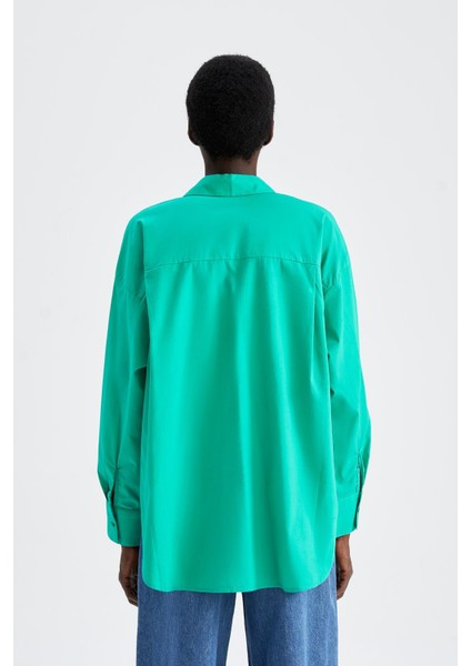Oversize Fit Uzun Kollu Poplin %100 Pamuk Gömlek T8735AZ22SM
