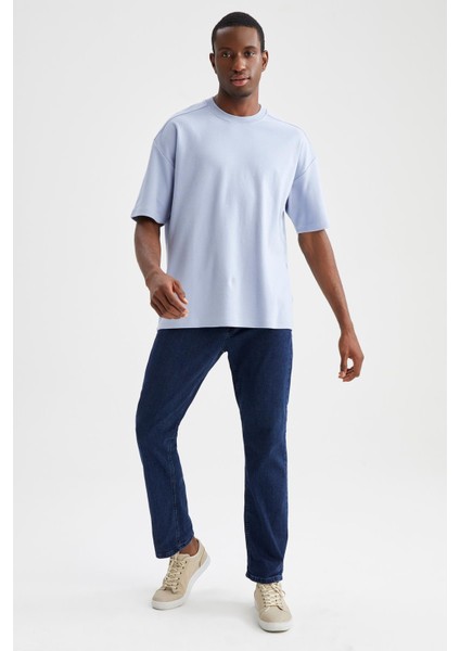 Oversize Fit Bisiklet Yaka Basic Kısa Kollu Pamuklu Tişört V3861AZ22SP