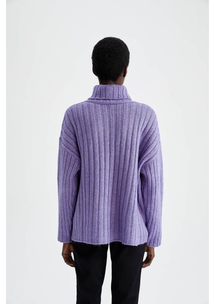Oversize Fit Balıkçı Yaka Ribana Tunik X8008AZ22WN