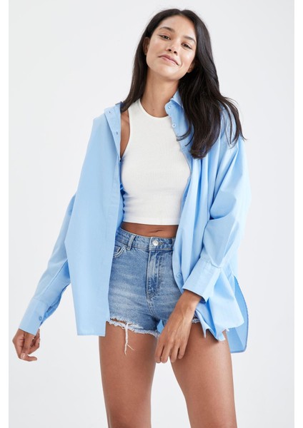Basic Oversize Fit Poplin Gömlek Tunik T5494AZ21AU