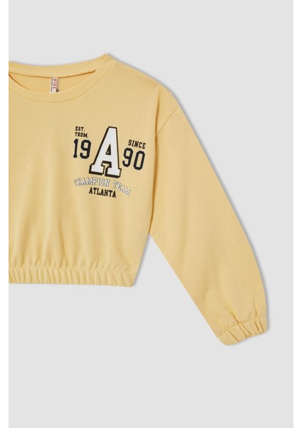 Kız Çocuk Crop Bisiklet Yaka Sweatshirt W3245A621AU