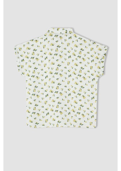 Regular Fit Desenli Kısa Kollu Viskon Gömlek U2743AZ22SM