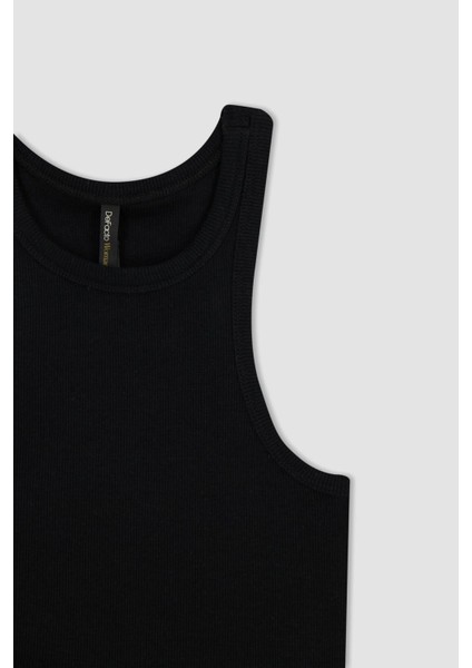 Slim Fit Dar Kesim Halter Yaka Fitilli Kaşkorse Atlet X6705AZ23SP