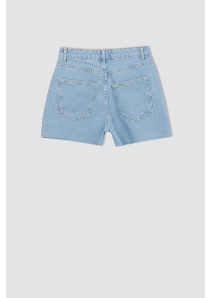 Mom Fit Yüksek Bel Jean %100 Pamuk Şort Y0224AZ22SM