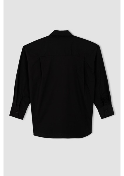 Oversize Fit Uzun Kollu Poplin %100 Pamuk Gömlek T8735AZ22AU