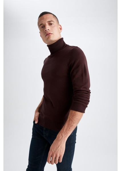 Slim Fit Balıkçı Yaka Triko Kazak R1124AZ22WN